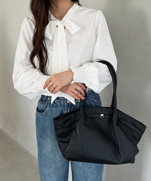 【500mlペットボトル収納可能】PUタックトートバッグ | MD1256059 | ブラック