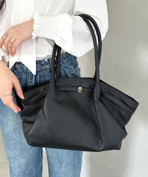 【500mlペットボトル収納可能】PUタックトートバッグ | MD1256059 | ブラック