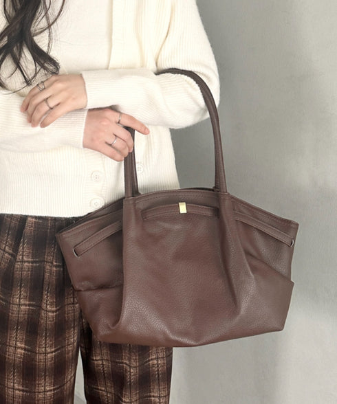 【500mlペットボトル収納可能】PUタックトートバッグ | MD1256059 | ブラウン