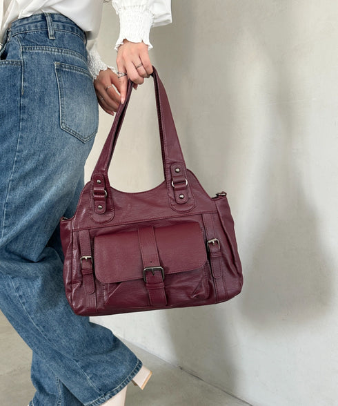アウトポケットデザイン 2WAYショルダーバッグ | MD1256060 | ワインレッド