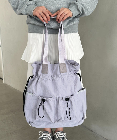 【A4収納可能】多ポケット付き巾着2WAYトートバッグ リュック | MD1256062 | グレー