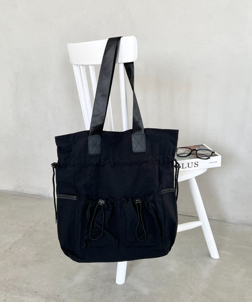 【A4収納可能】多ポケット付き巾着2WAYトートバッグ リュック | MD1256062 | ブラック