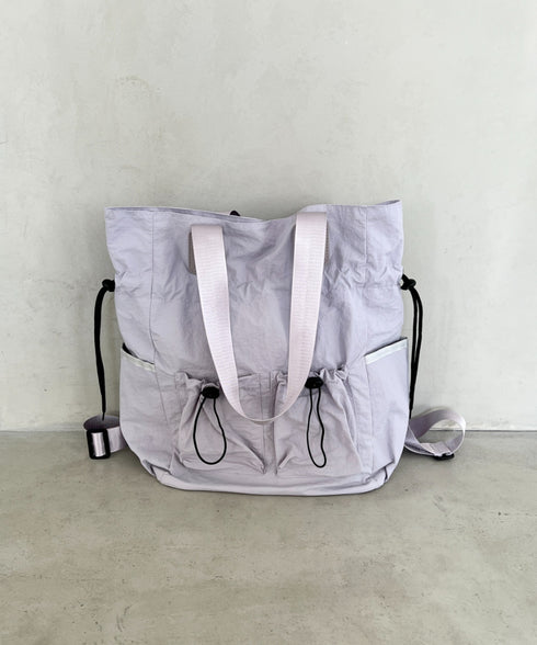 【A4収納可能】多ポケット付き巾着2WAYトートバッグ リュック | MD1256062 | グレー