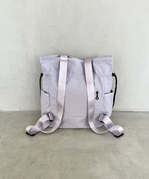 【A4収納可能】多ポケット付き巾着2WAYトートバッグ リュック | MD1256062 | グレー