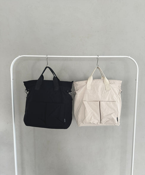 【A4収納可能】ナイロン軽量多ポケット２WAYショルダーバッグ トートバッグ | MD1256066 | アイボリー