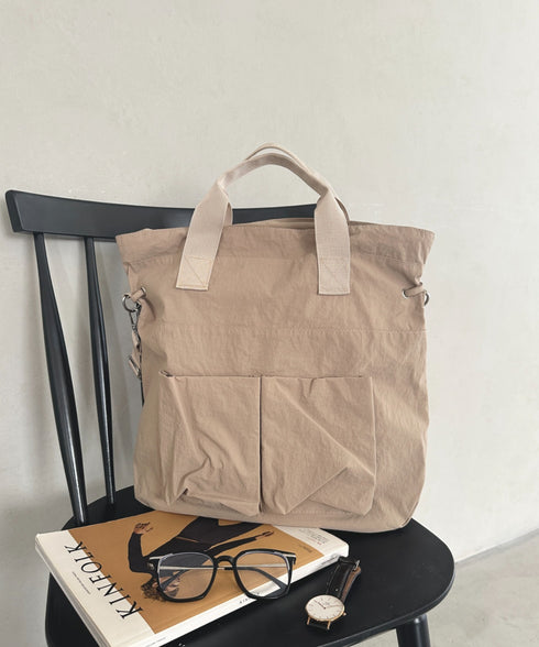 【A4収納可能】ナイロン軽量多ポケット２WAYショルダーバッグ トートバッグ | MD1256066 | ベージュ