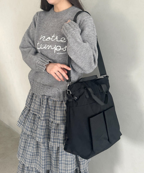 【A4収納可能】ナイロン軽量多ポケット２WAYショルダーバッグ トートバッグ | MD1256066 | ブラック