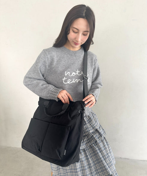 【A4収納可能】ナイロン軽量多ポケット２WAYショルダーバッグ トートバッグ | MD1256066 | ブラック