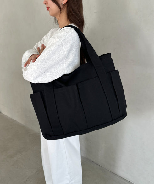 【A4収納可能】大容量キャンバストートバッグ | MD1256067 | ブラック