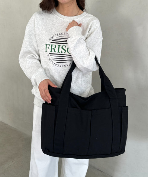 【A4収納可能】大容量キャンバストートバッグ | MD1256067 | ブラック