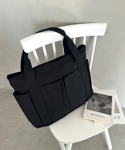 【A4収納可能】大容量キャンバストートバッグ | MD1256067 | ブラック