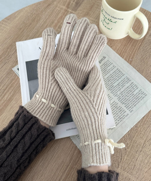 ワンポイントリボン手袋 | MD6254002 | ベージュ