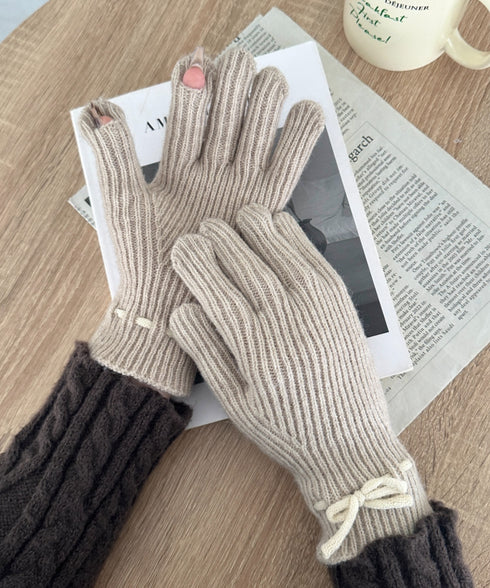 ワンポイントリボン手袋 | MD6254002 | ベージュ