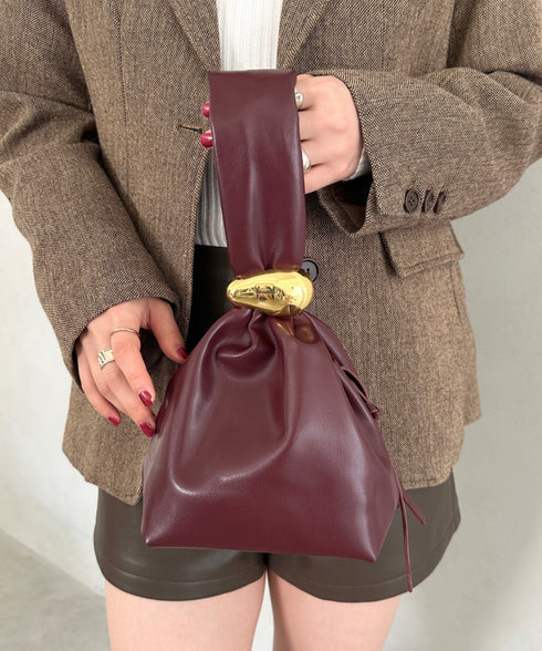 ワンポイントパーツ ワンハンドルサイドファスナーハンドバッグ オケージョンバッグ | MD1256072 | ワインレッド