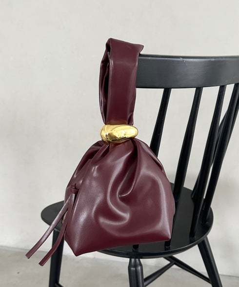 ワンポイントパーツ ワンハンドルサイドファスナーハンドバッグ オケージョンバッグ | MD1256072 | ワインレッド