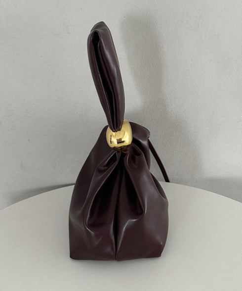 ワンポイントパーツ ワンハンドルサイドファスナーハンドバッグ オケージョンバッグ | MD1256072 | ブラウン