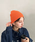 【6色展開】ニット帽子 リブニット ビーニー | MD5254005 | オレンジ