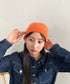 【6色展開】ニット帽子 リブニット ビーニー | MD5254005 | オレンジ