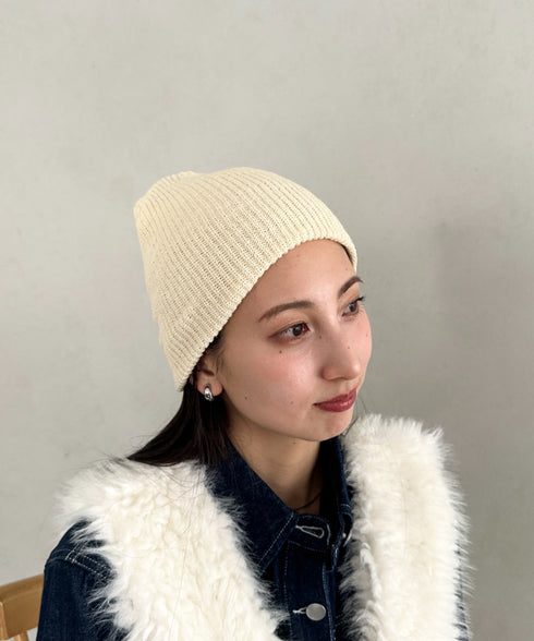 【6色展開】ニット帽子 リブニット ビーニー | MD5254005 | ベージュ