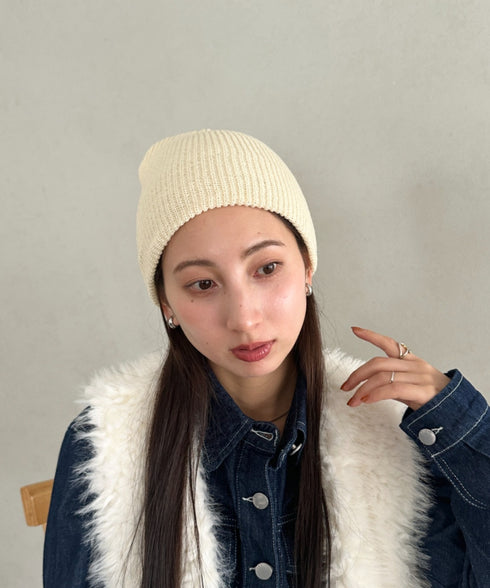 【6色展開】ニット帽子 リブニット ビーニー | MD5254005 | ベージュ