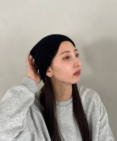 【6色展開】ニット帽子 リブニット ビーニー | MD5254005 | ブラック