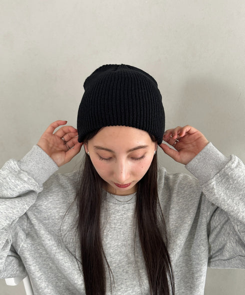 【6色展開】ニット帽子 リブニット ビーニー | MD5254005 | ブラック