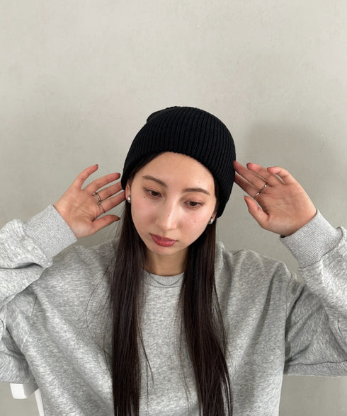 【6色展開】ニット帽子 リブニット ビーニー | MD5254005 | ブラック
