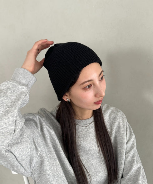 【6色展開】ニット帽子 リブニット ビーニー | MD5254005 | ブラック