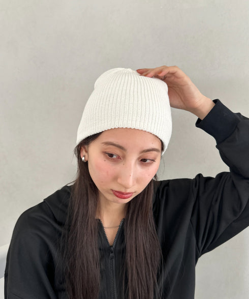 【6色展開】ニット帽子 リブニット ビーニー | MD5254005 | アイボリー