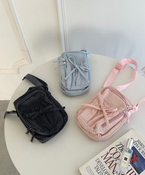 ボトルホルダーバッグ ショルダーバッグ  リボン巾着ショルダーバッグ ペットボトルショルダーバッグ | WR1256045 | ピンク