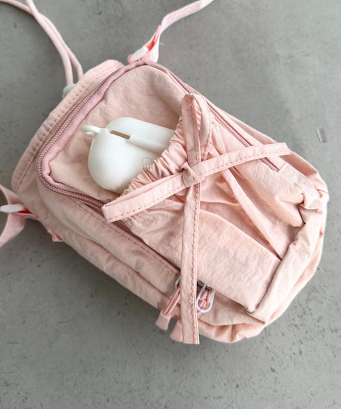 ボトルホルダーバッグ ショルダーバッグ  リボン巾着ショルダーバッグ ペットボトルショルダーバッグ | WR1256045 | ピンク