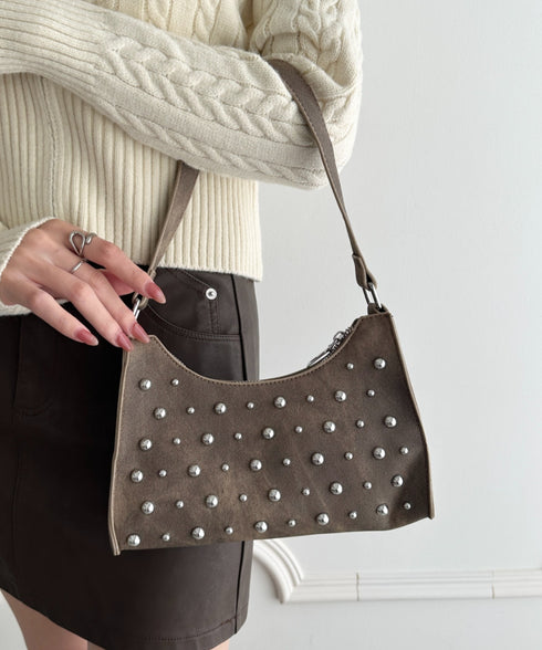 スタッズコンパクトハンドバッグ | WR1256046 | ブラウン