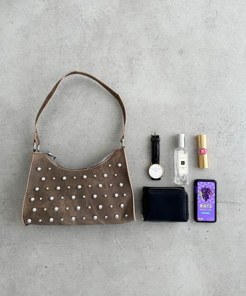 スタッズコンパクトハンドバッグ | WR1256046 | ブラウン