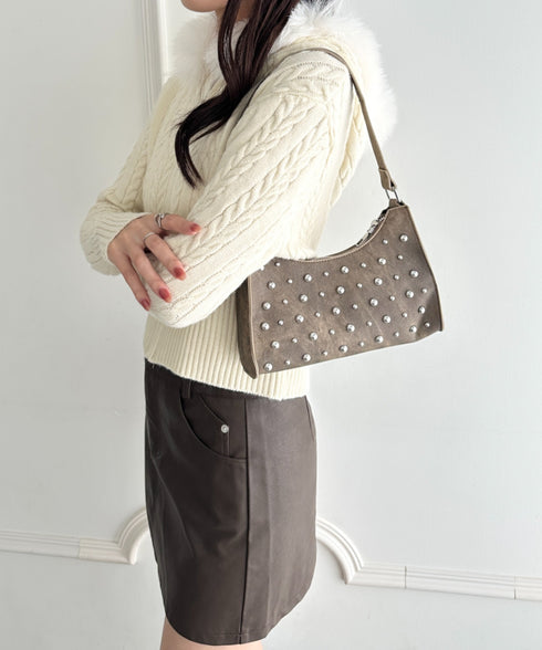 スタッズコンパクトハンドバッグ | WR1256046 | ブラウン