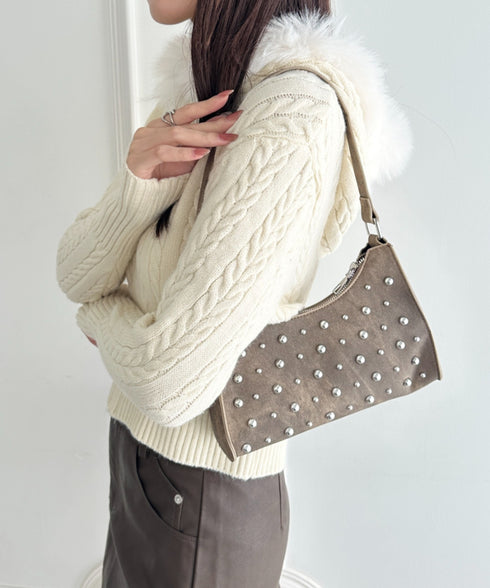 スタッズコンパクトハンドバッグ | WR1256046 | ブラウン