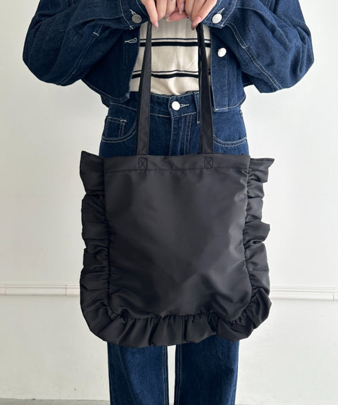 【A4収納可能】フリルトートバッグ | WR1256047 | ブラック