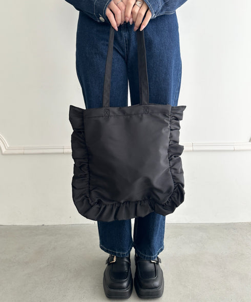 【A4収納可能】フリルトートバッグ | WR1256047 | ブラック