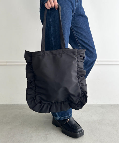 【A4収納可能】フリルトートバッグ | WR1256047 | ブラック