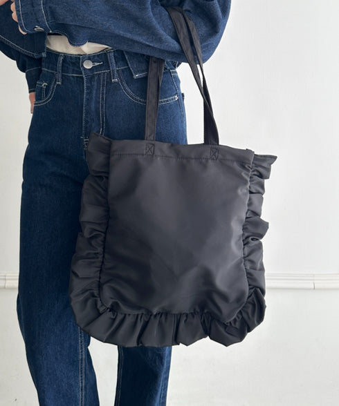 【A4収納可能】フリルトートバッグ | WR1256047 | ブラック