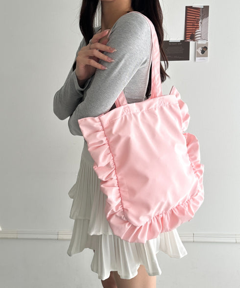 【A4収納可能】フリルトートバッグ | WR1256047 | ピンク