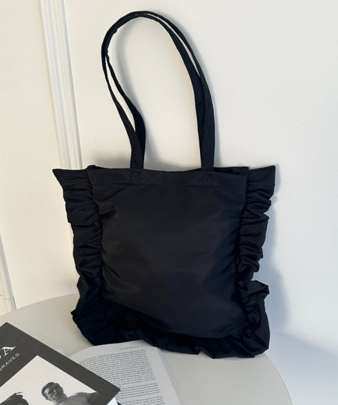 【A4収納可能】フリルトートバッグ | WR1256047 | ブラック