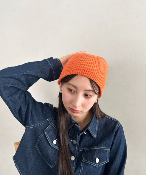 【8色展開】ニット帽子 リブニット ビーニー | WR5254001 | オレンジ