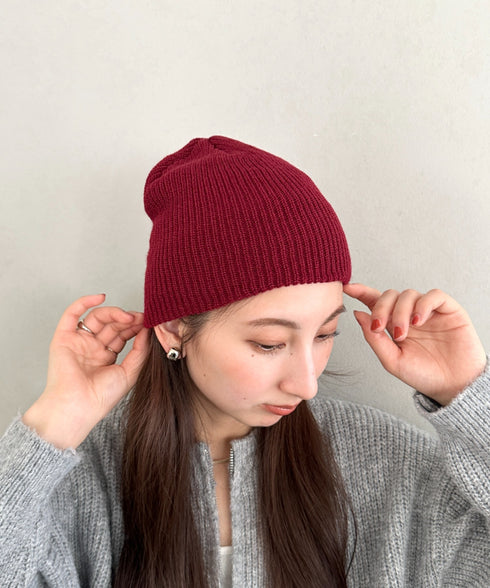 【8色展開】ニット帽子 リブニット ビーニー | WR5254001 | ワインレッド