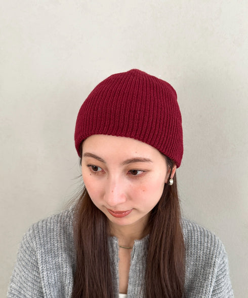 【8色展開】ニット帽子 リブニット ビーニー | WR5254001 | ワインレッド