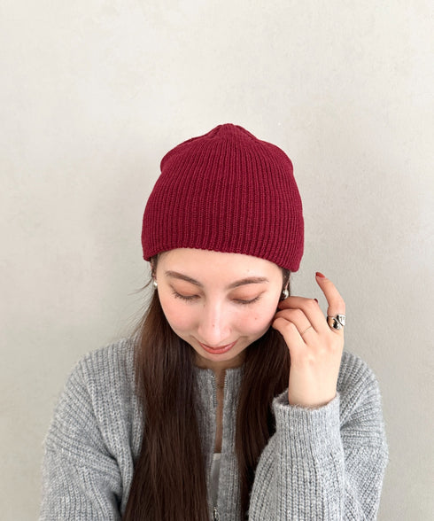 【8色展開】ニット帽子 リブニット ビーニー | WR5254001 | ワインレッド