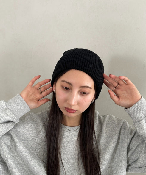 【8色展開】ニット帽子 リブニット ビーニー | WR5254001 | ブラック