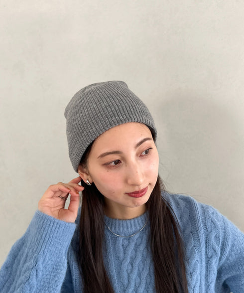 【8色展開】ニット帽子 リブニット ビーニー | WR5254001 | ライトグレー