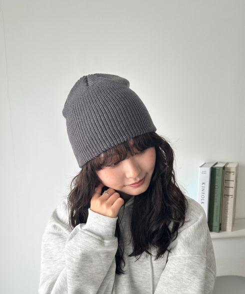 【8色展開】ニット帽子 リブニット ビーニー | WR5254001 | グレー