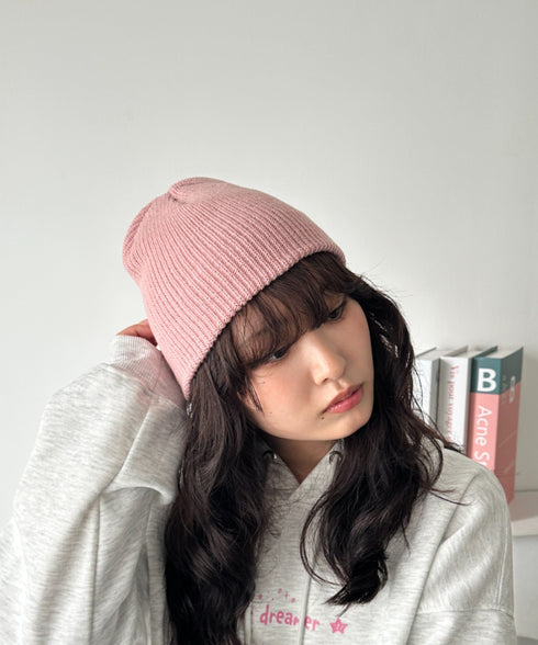 【8色展開】ニット帽子 リブニット ビーニー | WR5254001 | ピンク