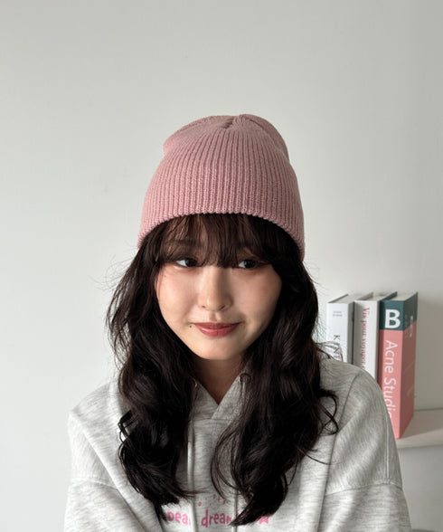 【8色展開】ニット帽子 リブニット ビーニー | WR5254001 | ピンク